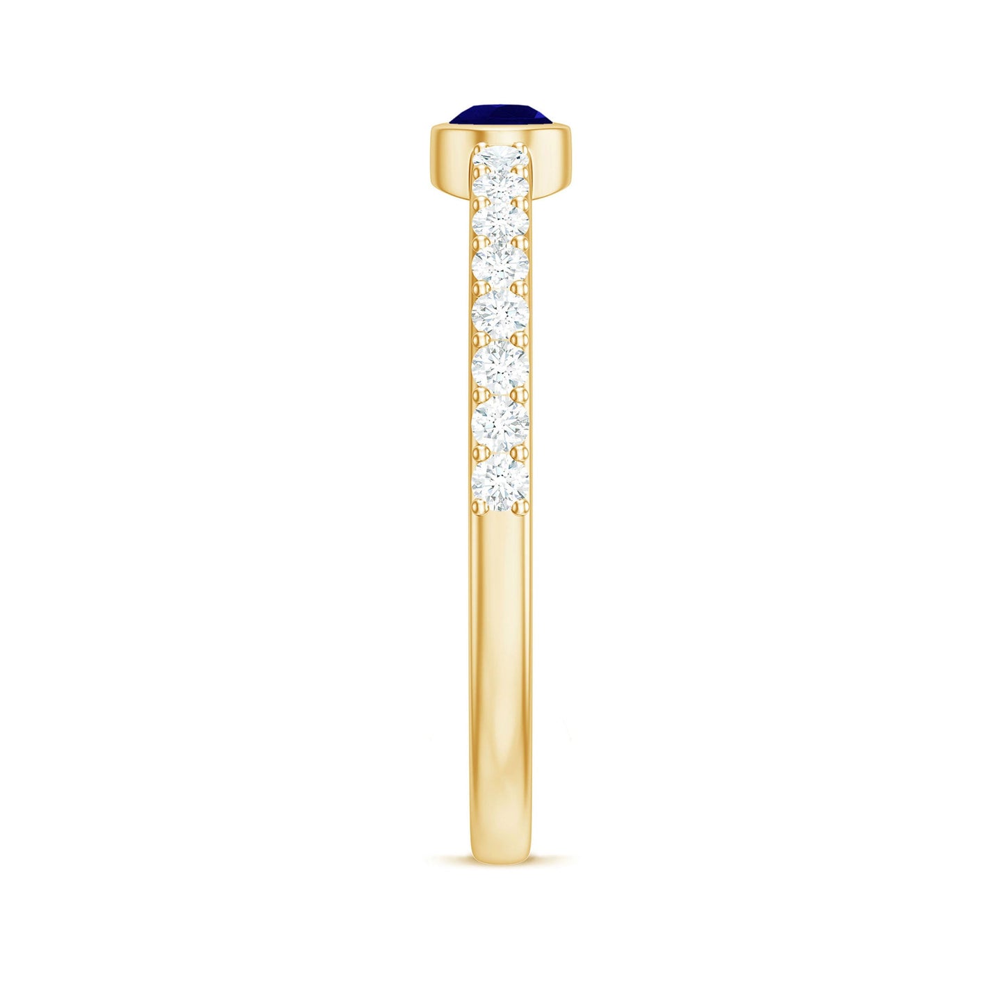 Real Pear Shape Blue Sapphire Promise Ring with Diamond