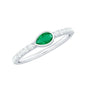 Natural Pear Shape Emerald Diamond Promise Ring in Bezel Setting