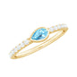 Pear Cut Aquamarine Promise Ring with Diamond