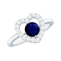 Natural 0.9 Carat Blue Sapphire Heart Engagement Ring with Diamond