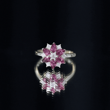 Certified Pink Tourmaline Flower Engagement Ring with Diamond
