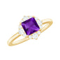 Natural 1.2 Carat Princess Cut Amethyst Flower Engagement Ring with Diamond