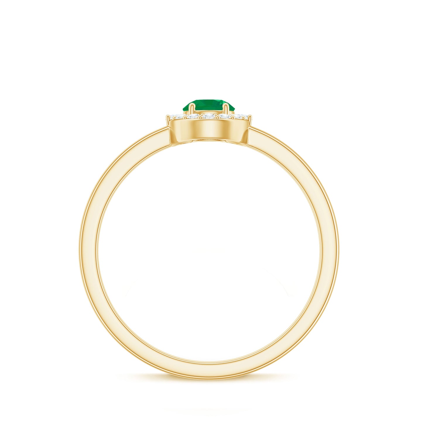 Natural Emerald Promise Ring with Diamond Halo