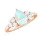 Natural 2 Carat Ethiopian Opal Pear Shaped Engagement Ring with Diamond Trio