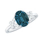 1 Carat Oval Cut London Blue Topaz Solitaire Engagement Ring with Split Shank