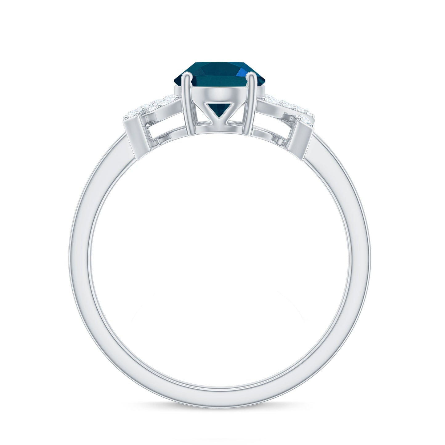 1 Carat Oval Cut London Blue Topaz Solitaire Engagement Ring with Split Shank