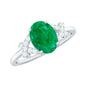 Real Solitaire Emerald Oval Engagement Ring with Diamond Split Shank