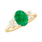 Real Solitaire Emerald Oval Engagement Ring with Diamond Split Shank