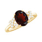 Real 1.5 Carat Garnet Oval Engagement Ring with Diamond Split Shank