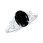 1.9 Carat Lab Grown Black Diamond Oval Engagement Ring with White Diamond Split Shank