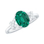 Certified 1.2 Carat Lab Grown Emerald Oval Engagement Ring with Diamond