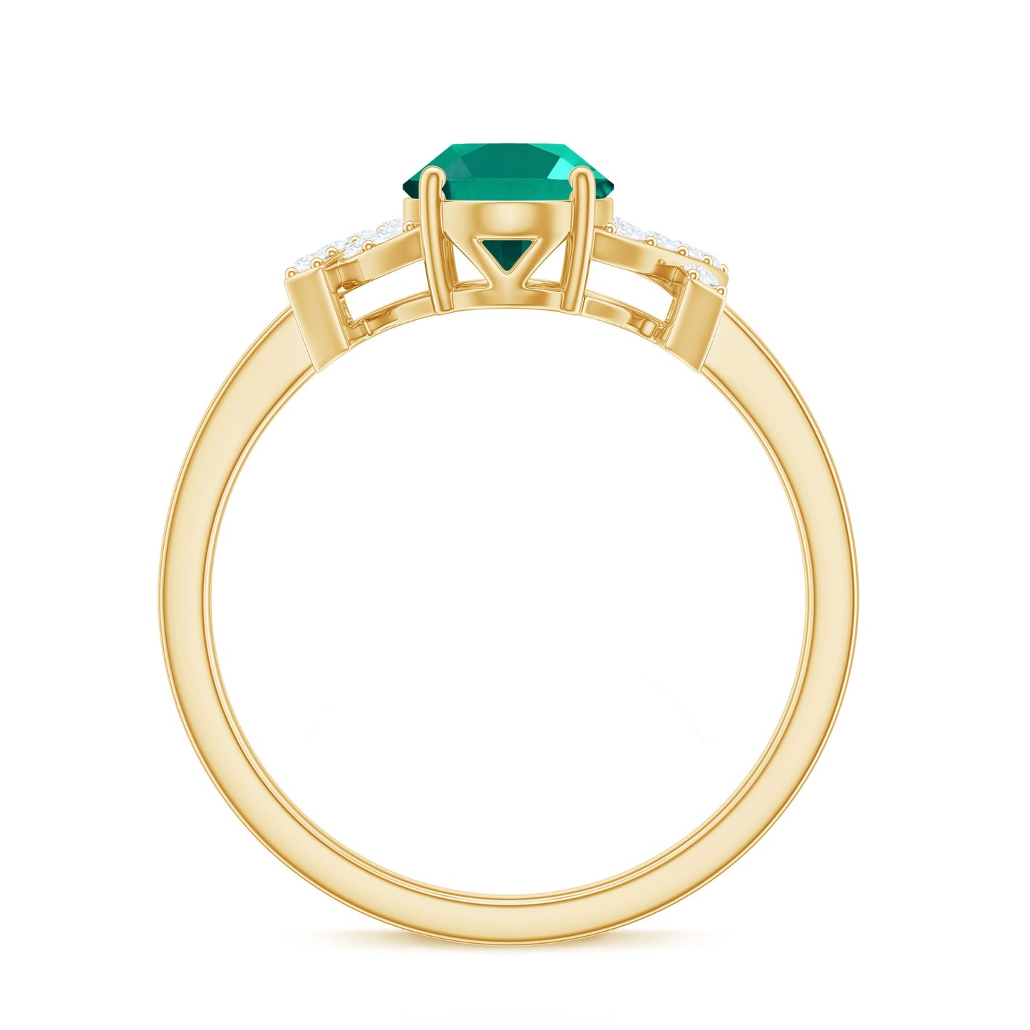 Certified 1.2 Carat Lab Grown Emerald Oval Engagement Ring with Diamond