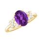 Real 1 Carat Amethyst Oval Engagement Ring with Diamond Split Shank