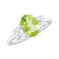 Real 1 Carat Peridot Oval Engagement Ring with Diamond Split Shank