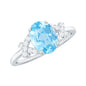 Oval Shape 1 Carat Aquamarine Solitaire Engagement Ring with Diamond Split Shank
