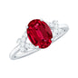 Certified 1.5 Carat Lab Grown Ruby Oval Engagement Ring with Diamond Split Shank