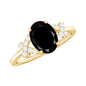 Solitaire Black Onyx Oval Engagement Ring in Split Shank