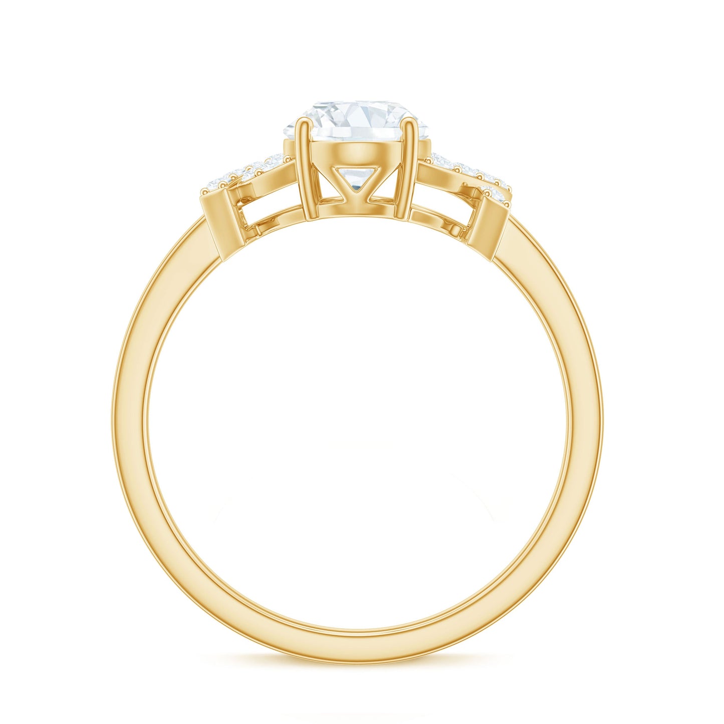 Certified Moissanite Oval Engagement Ring in Split Shank