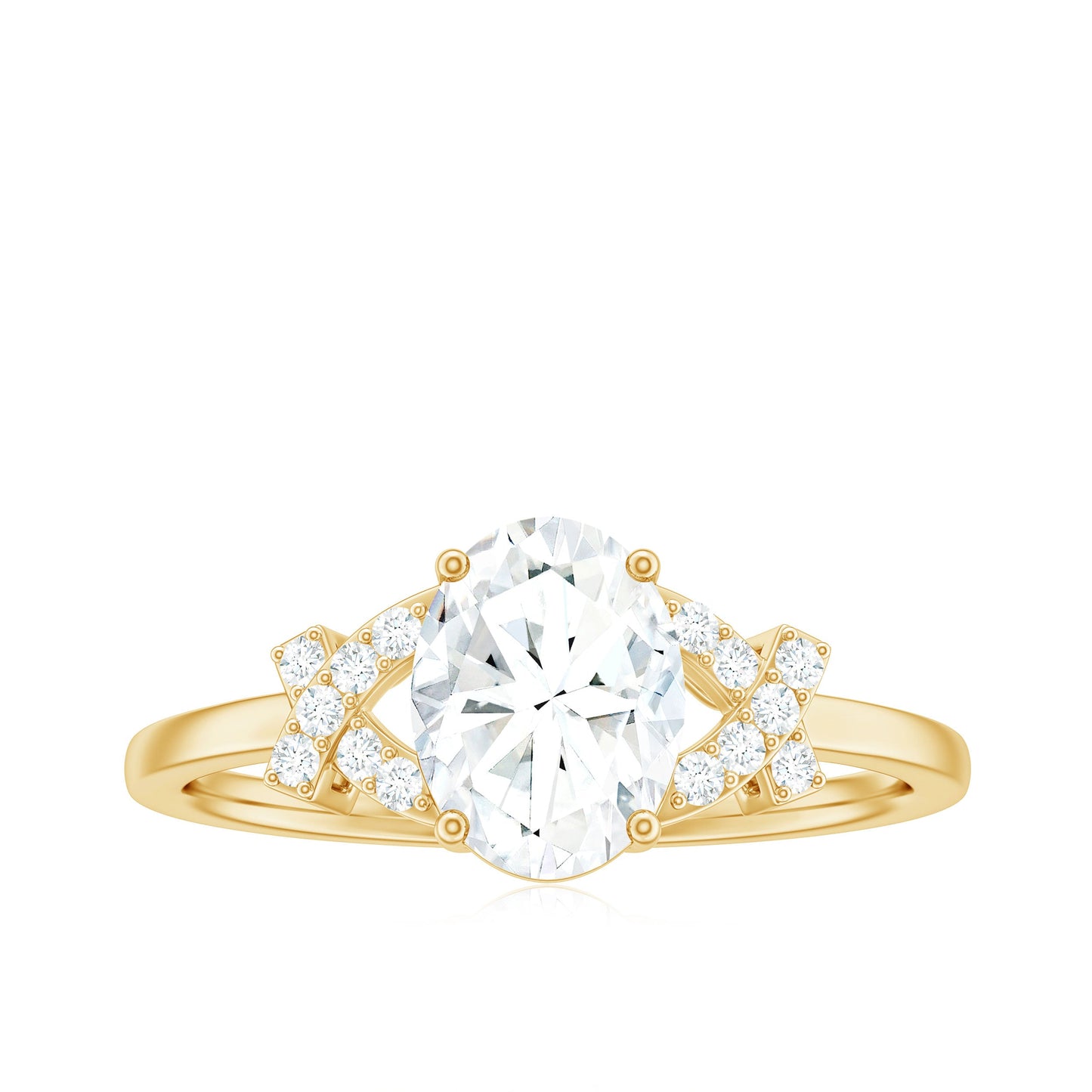 Certified Moissanite Oval Engagement Ring in Split Shank