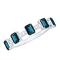 Emerald Cut London Blue Topaz Half Eternity Band with Diamond