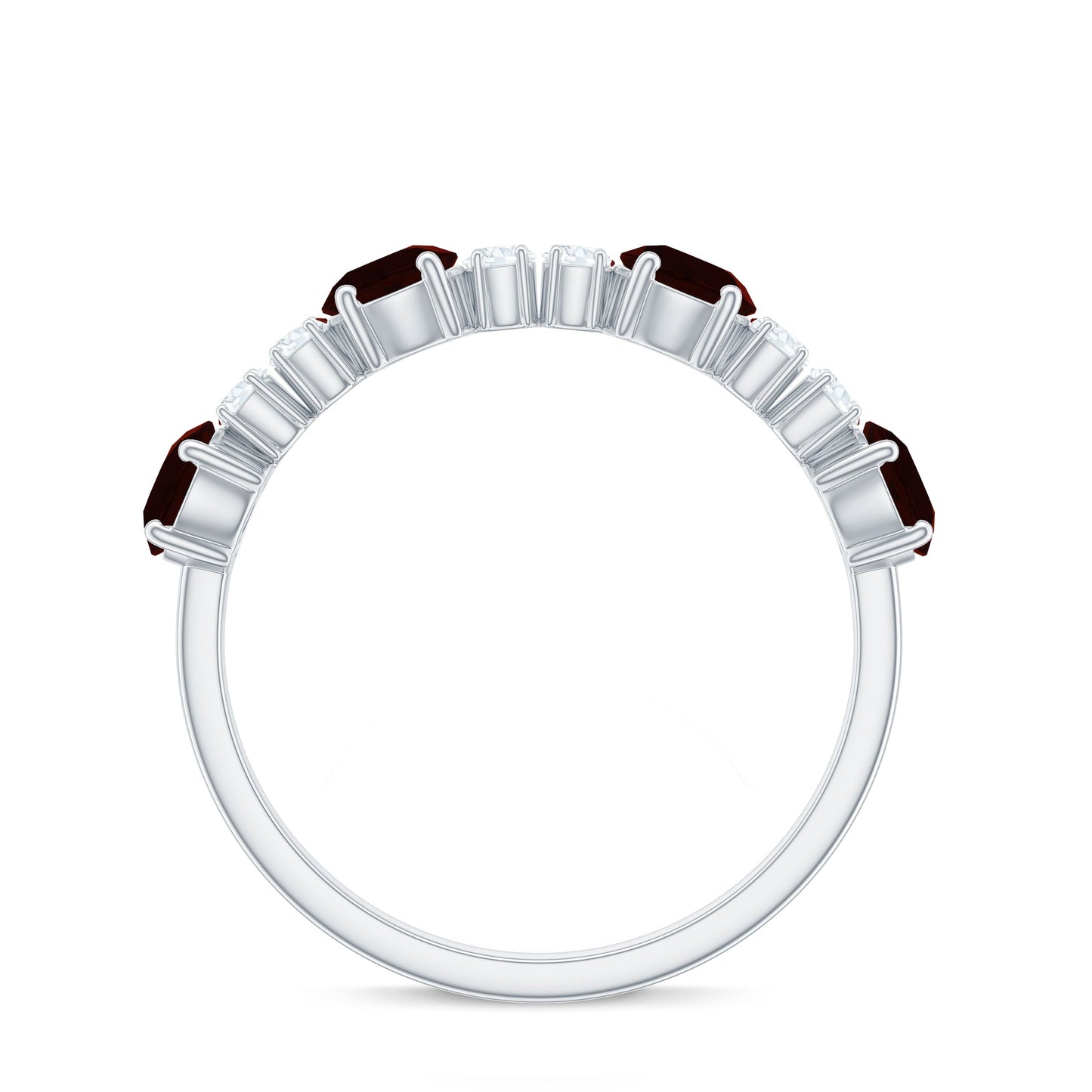 Genuine Garnet Half Eternity Ring with Diamond