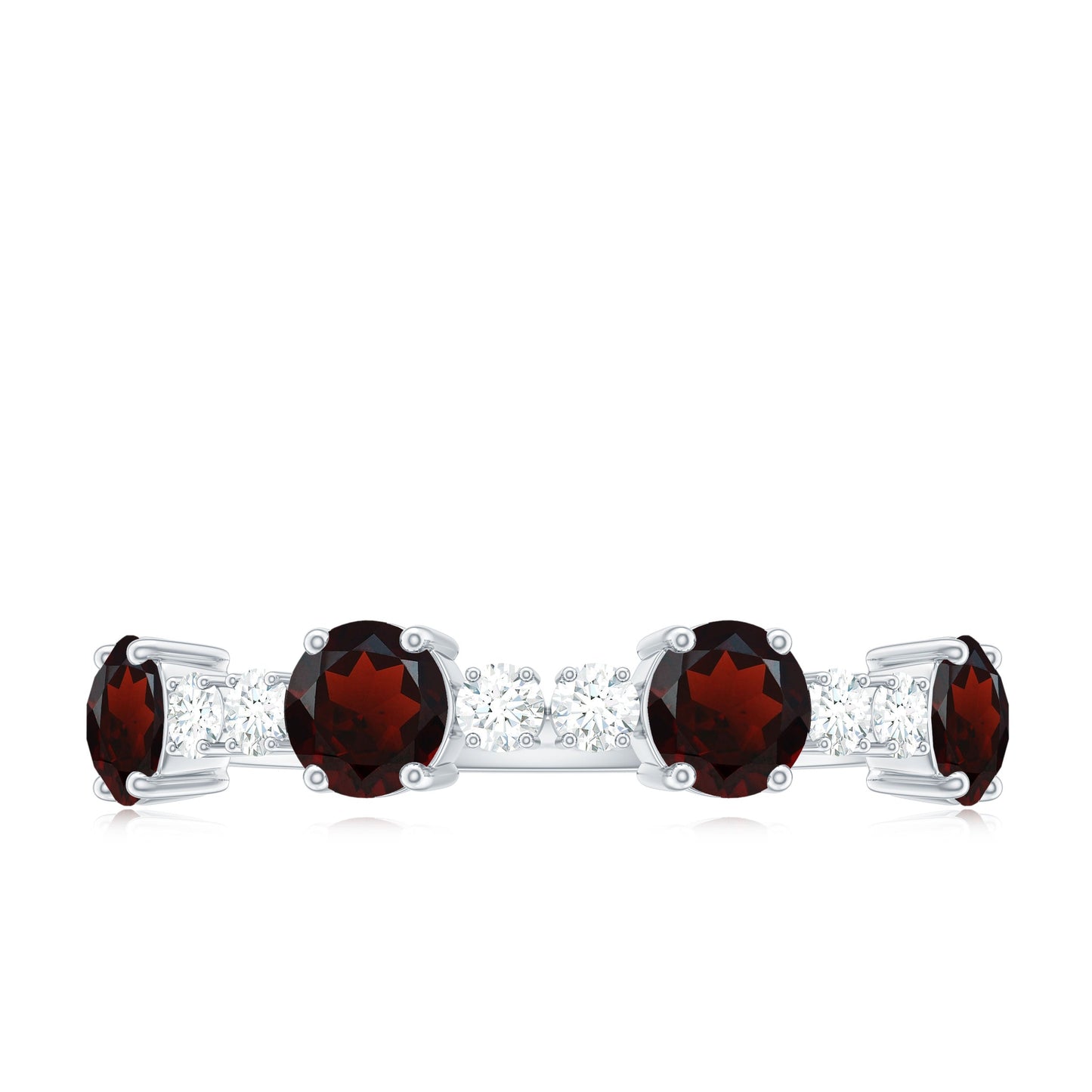 Genuine Garnet Half Eternity Ring with Diamond