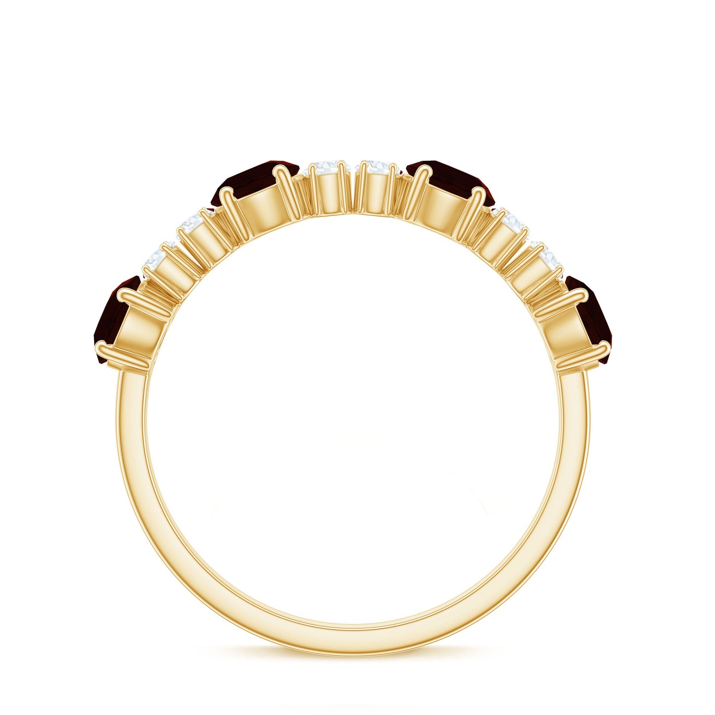 Genuine Garnet Half Eternity Ring with Diamond
