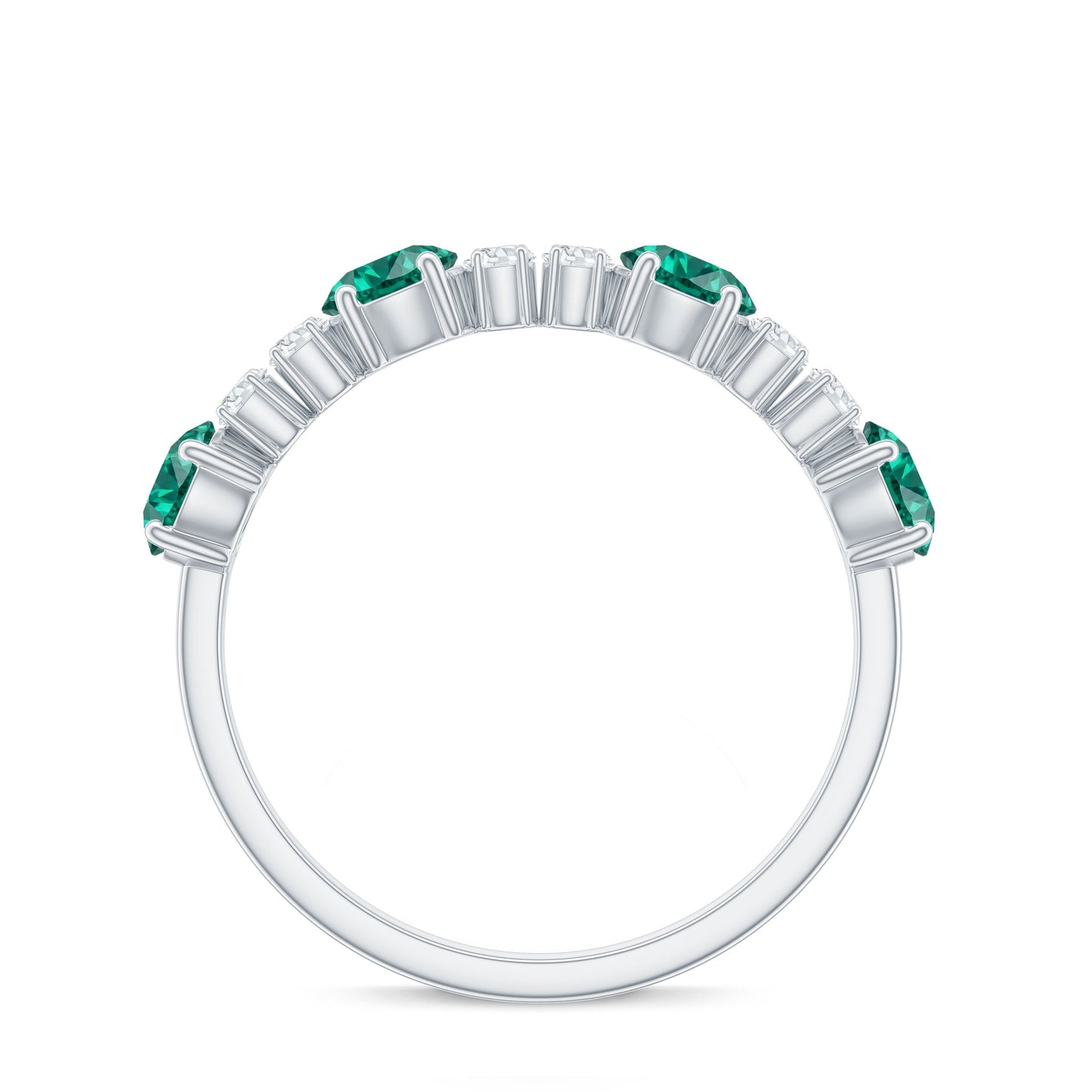 Certified Lab Grown Emerald Diamond Half Eternity Ring in Prong Set