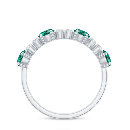 Certified Lab Grown Emerald Diamond Half Eternity Ring in Prong Set