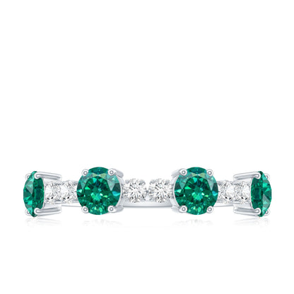 Certified Lab Grown Emerald Diamond Half Eternity Ring in Prong Set