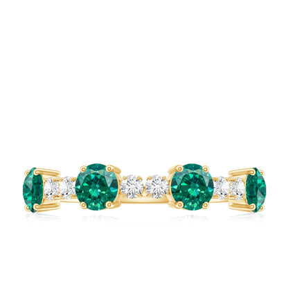 Certified Lab Grown Emerald Diamond Half Eternity Ring in Prong Set