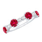 Certified Lab Grown Ruby Half Eternity Ring with Diamond