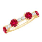 Certified Lab Grown Ruby Half Eternity Ring with Diamond