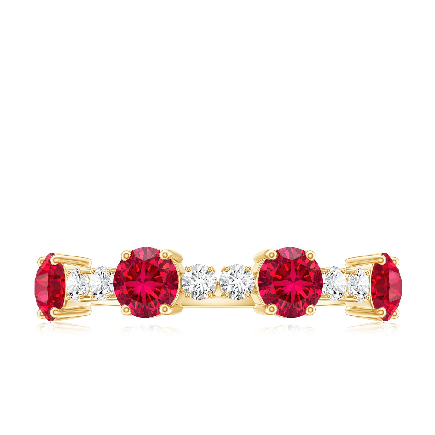 Certified Lab Grown Ruby Half Eternity Ring with Diamond