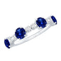 Certified Lab Grown Blue Sapphire Half Eternity Anniversary Ring with Diamond