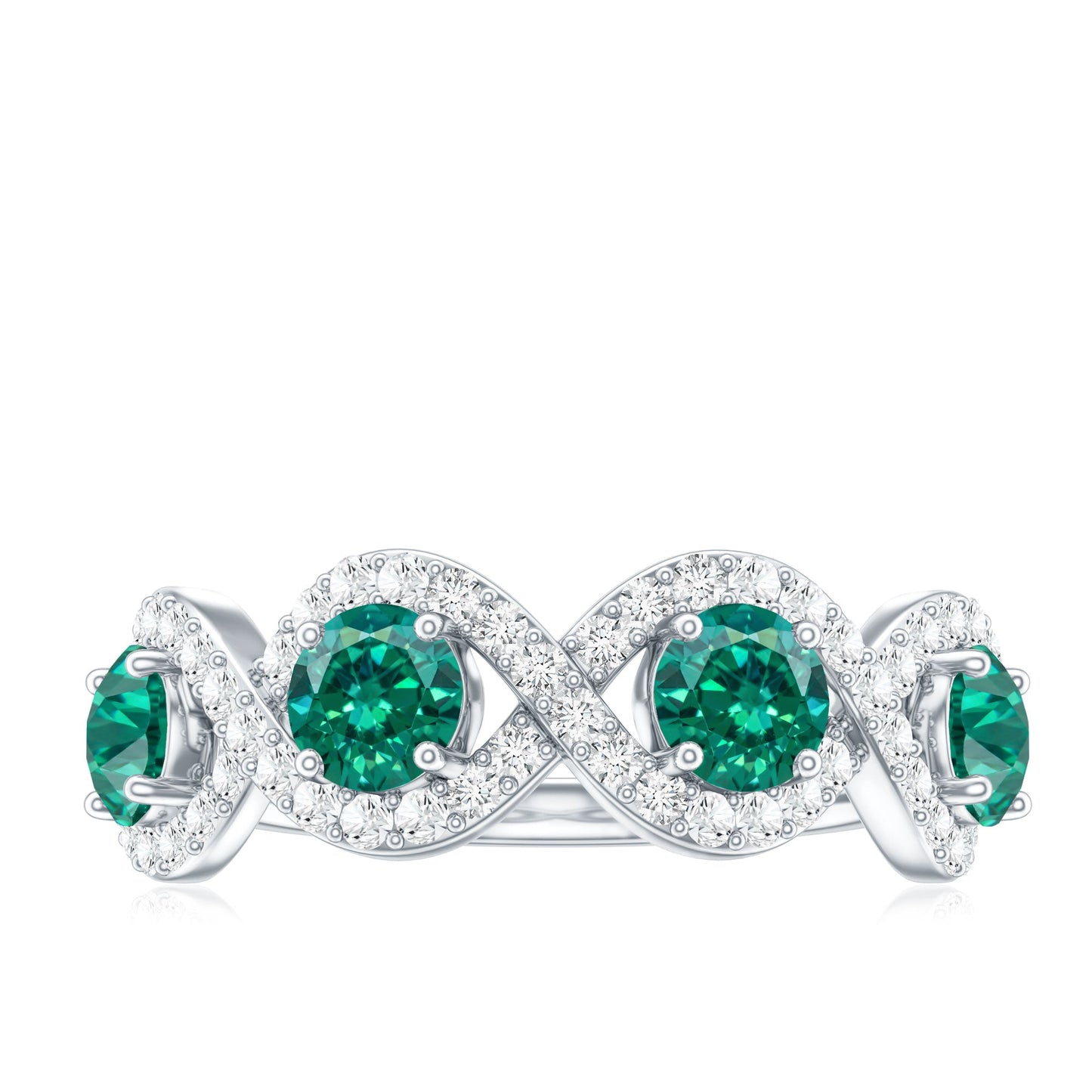 Certified Lab Grown Emerald Diamond Infinity Half Eternity Band