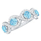 Braided Half Eternity Ring with Genuine Aquamarine and Diamond