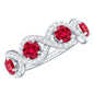 Certified Lab Created Ruby Half Eternity Infinity Ring with Diamond