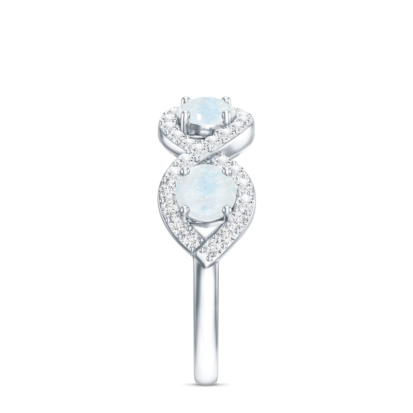 Genuine Moonstone Half Eternity Ring with Diamond