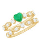 Natural Emerald Heart Shaped Engagement Ring and Diamond Wedding Band