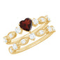 Natural Garnet Diamond Heart Engagement Ring with Wedding Band