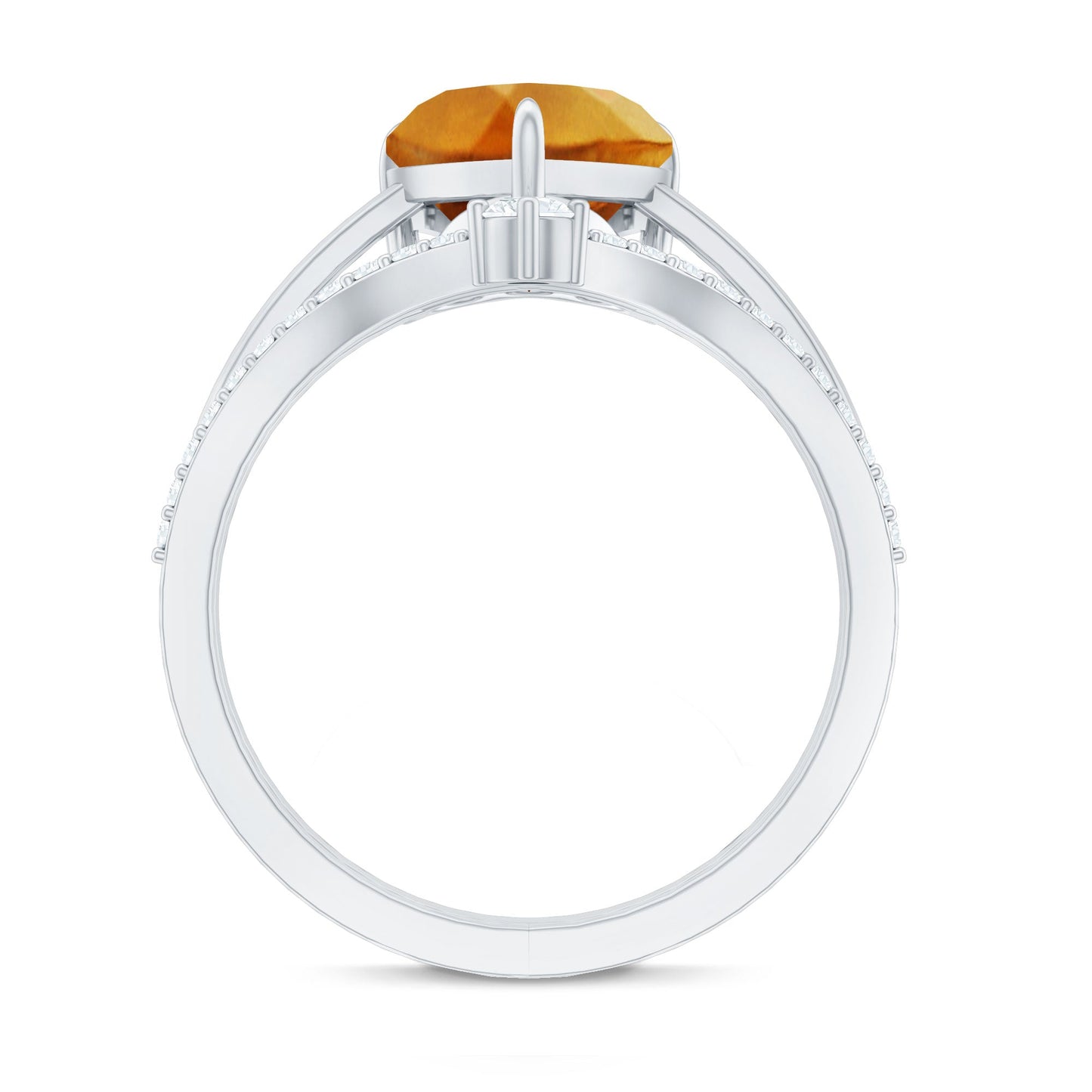 Natural Citrine Heart Engagement Ring with Diamond Enhancer