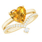 Natural Citrine Heart Engagement Ring with Diamond Enhancer