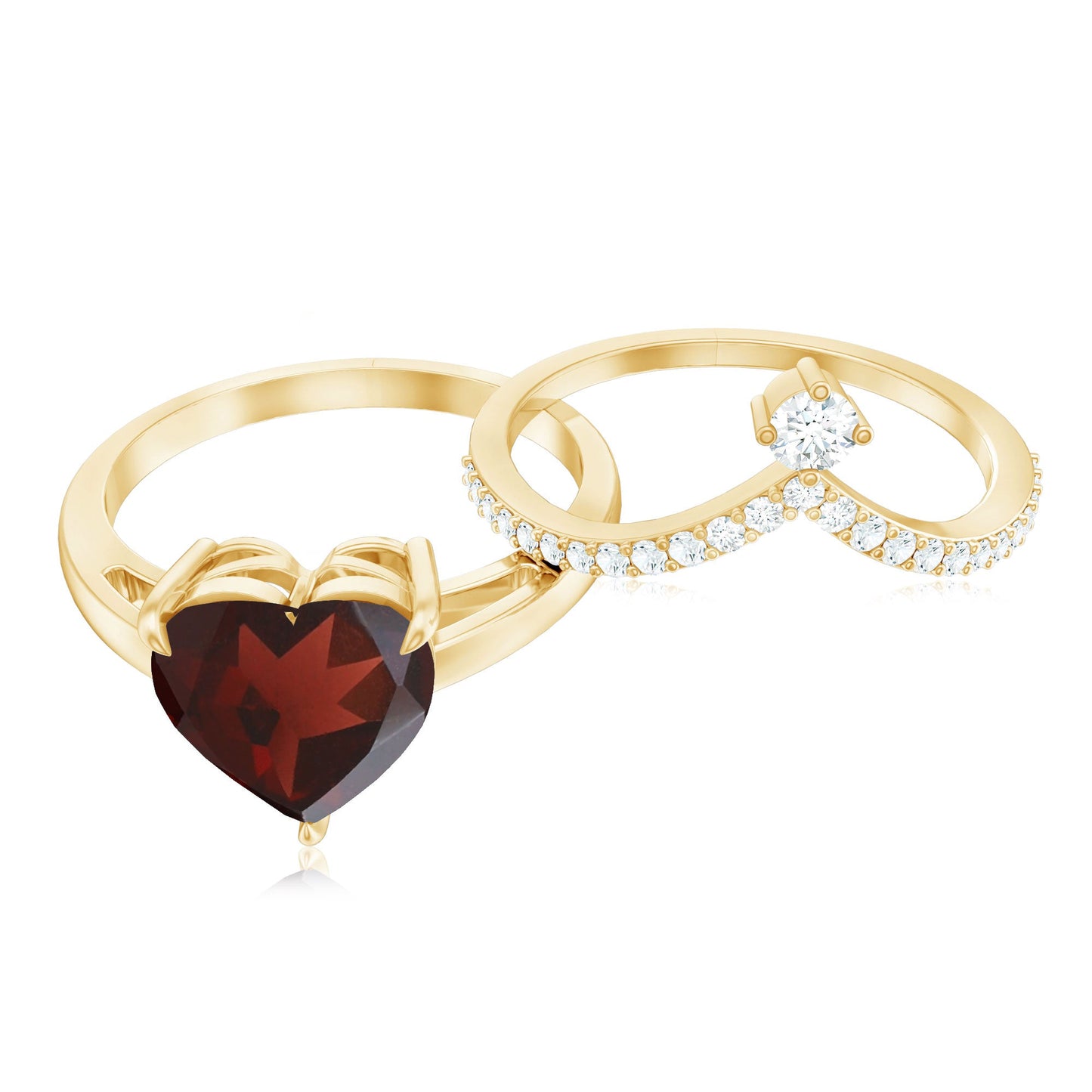 Natural Garnet Heart Shaped Engagement Ring with Diamond Enhancer