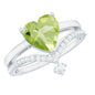 Natural 2 Carat Peridot Heart Engagement Ring with Diamond Enhancer