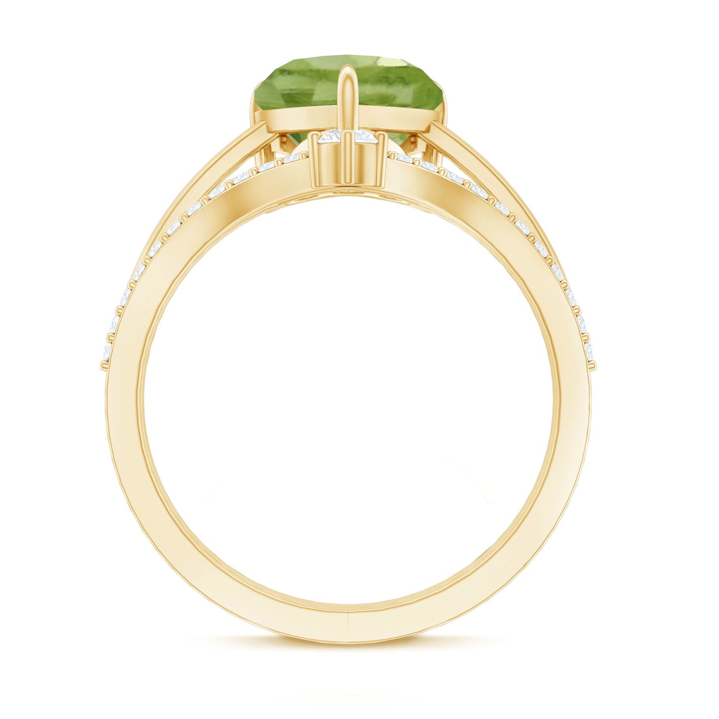 Natural 2 Carat Peridot Heart Engagement Ring with Diamond Enhancer