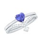 Natural Tanzanite Heart Engagement Ring with Chevron Diamond Enhancer
