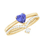 Natural Tanzanite Heart Engagement Ring with Chevron Diamond Enhancer
