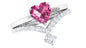 Heart Shape Pink Tourmaline Ring Set with Diamond