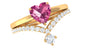 Heart Shape Pink Tourmaline Ring Set with Diamond
